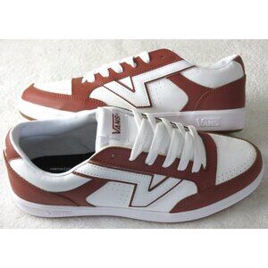 Vans Men's Lowland Cc 2 Tone Leather Auburn Brown White Skate Shoes Sizes NIB